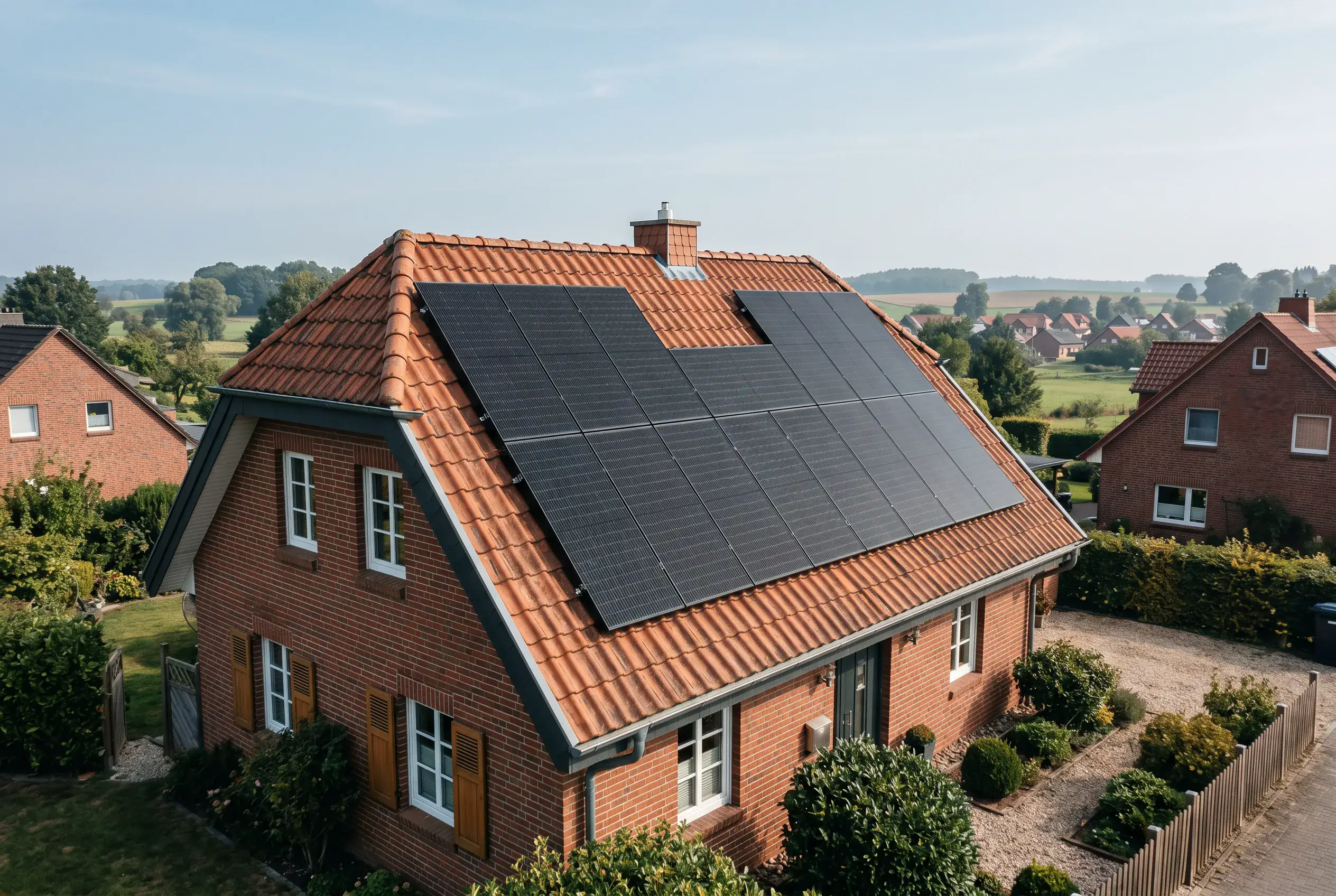 Steildach mit Photovoltaik-Modulen in Aufdach-Montage