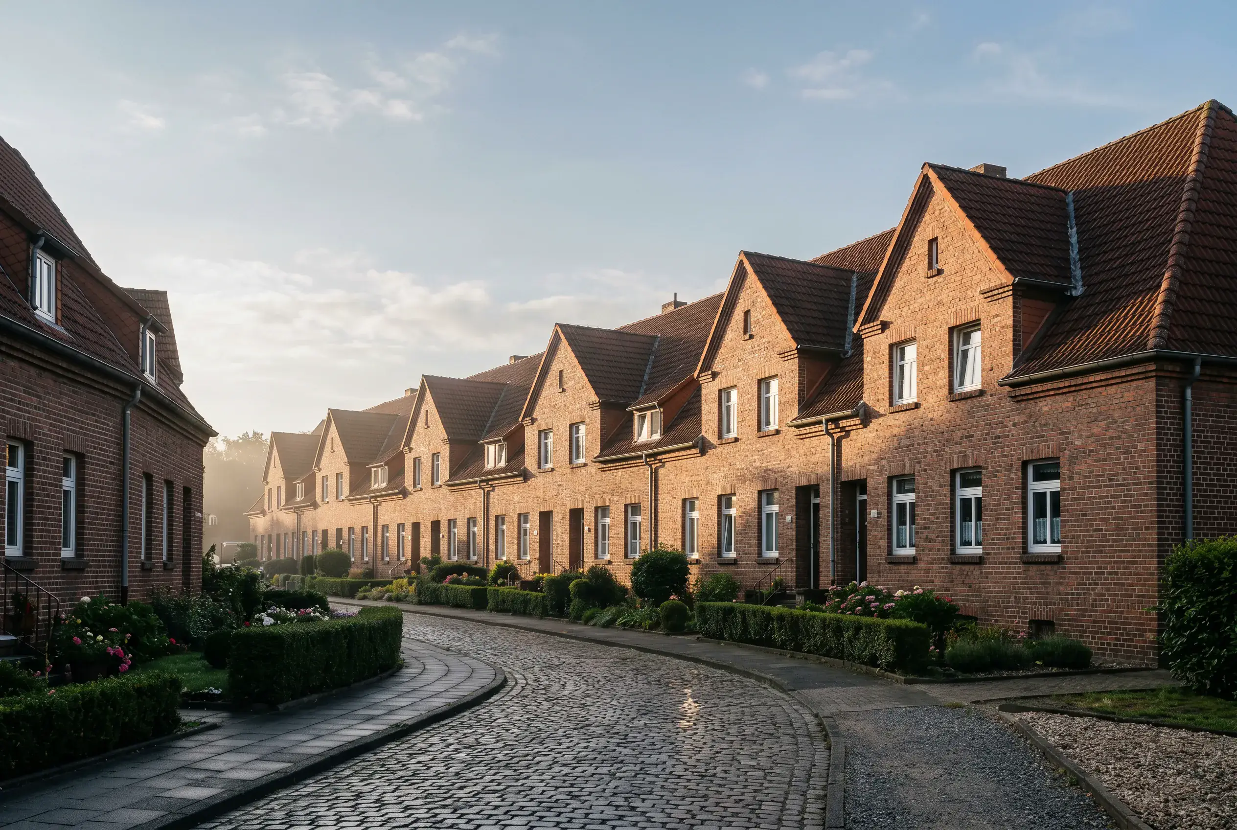 Sanierte Dachflaeche eines Gruenderzeit-Mietshauses im Ruhrgebiet mit klassischer Tonziegel-Eindeckung