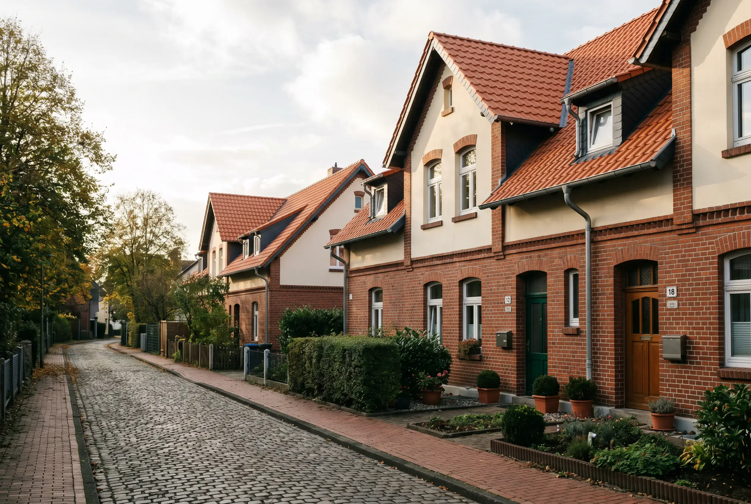 Dachdeckerarbeiten an einer Bergmannssiedlung in Gelsenkirchen mit klassischer Schieferdeckung